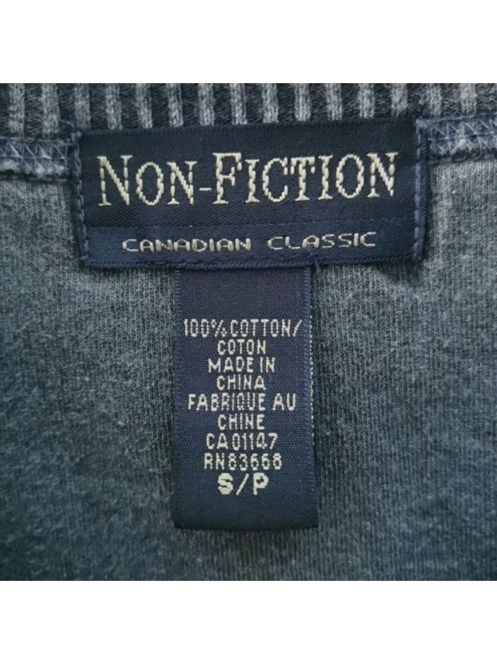 Men's Vintage Non-fiction Milk novelty sweater. Slate blue. 80s. Size small. EUC - Picture 4 of 4